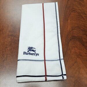 Burberry Handkerchief Pocket Square White Red Blue Men 100% Cotton 17" Vintage